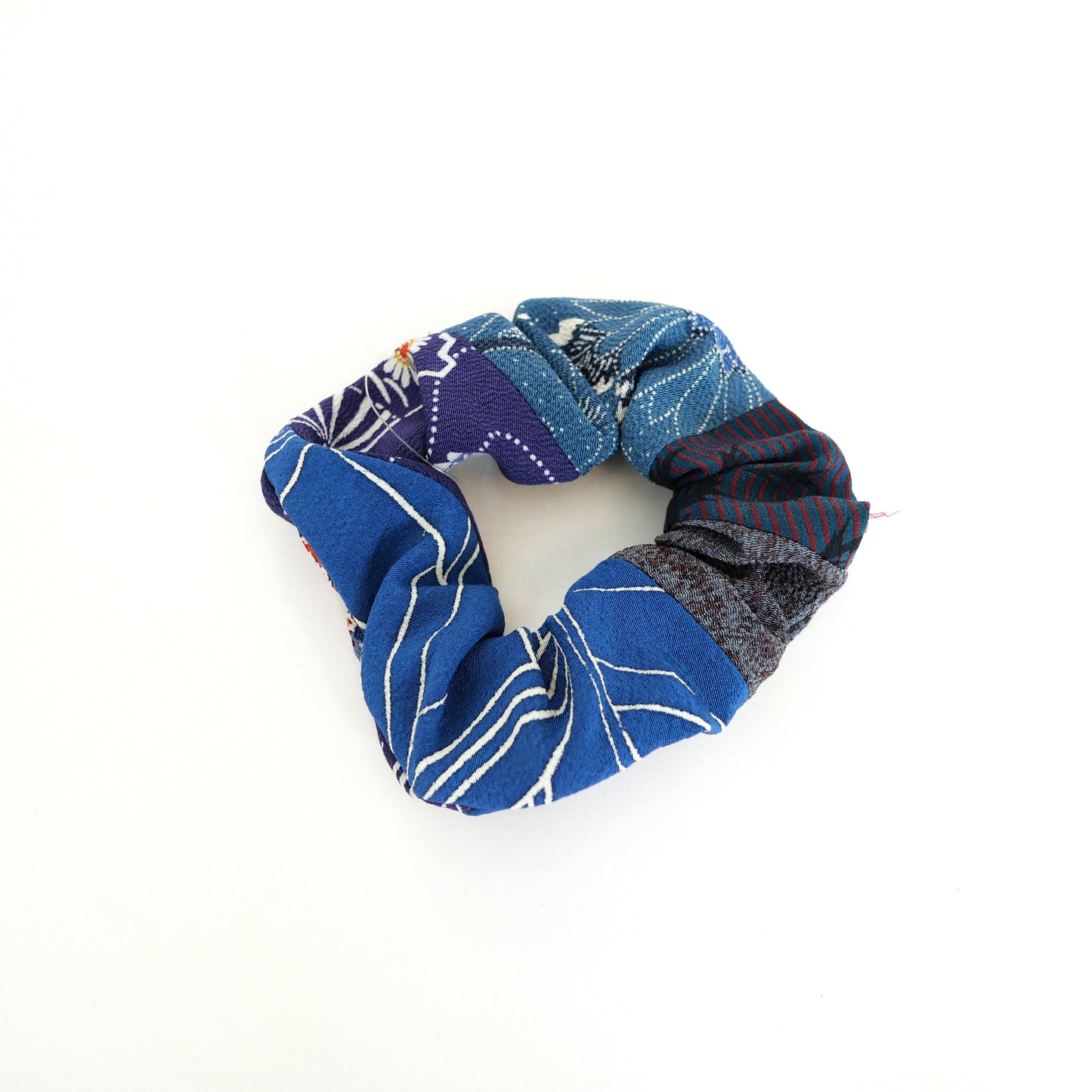 KIMONO Patchwork chouchou BLUE キモノパッチワークシュシュ/ブルー
